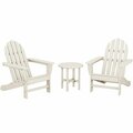 Polywood Classic Sand Patio Set with Adirondack Chairs and Round Side Table 633PWS4171SA